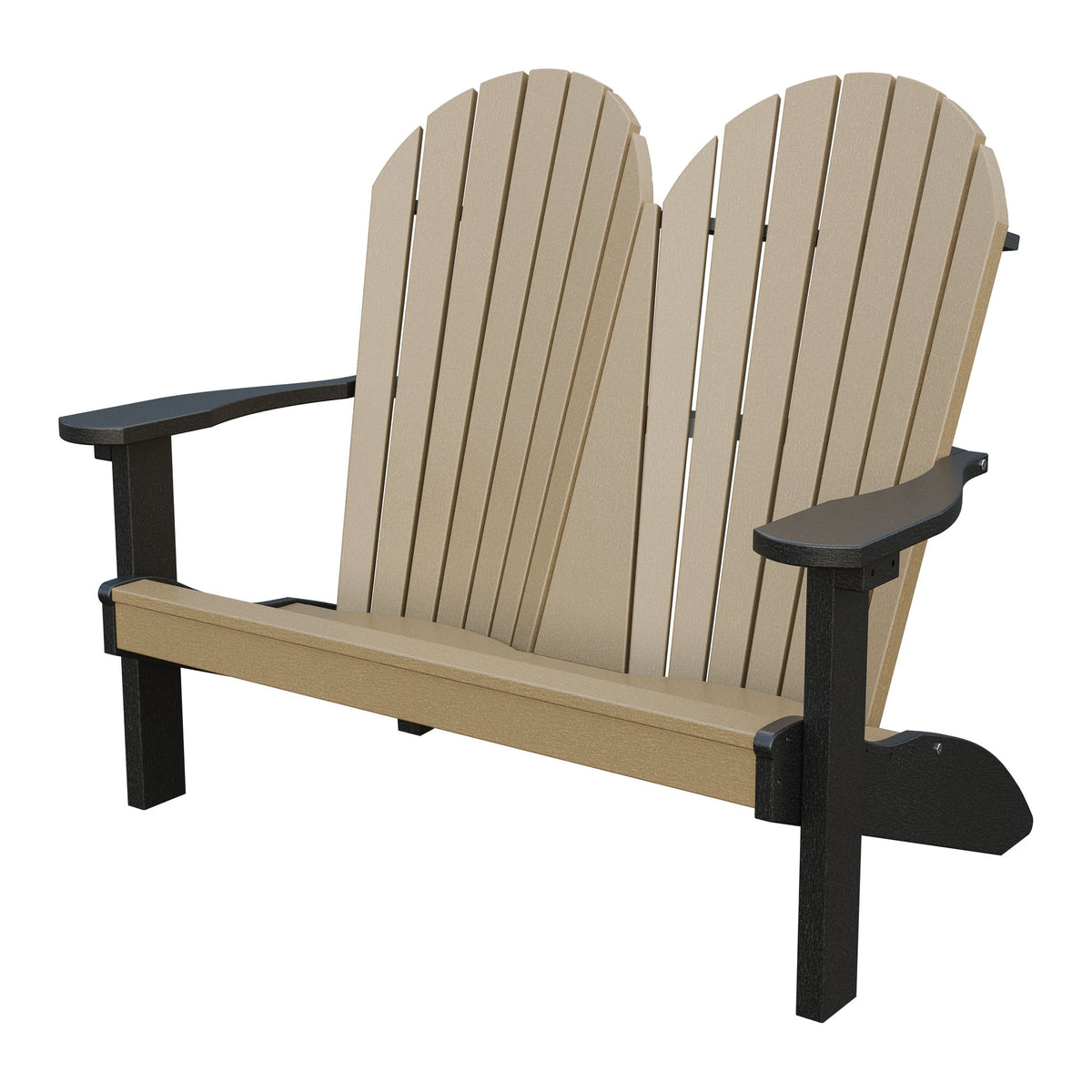 Amish Adirondack 4' Poly Loveseat in Weathered Wood & Black