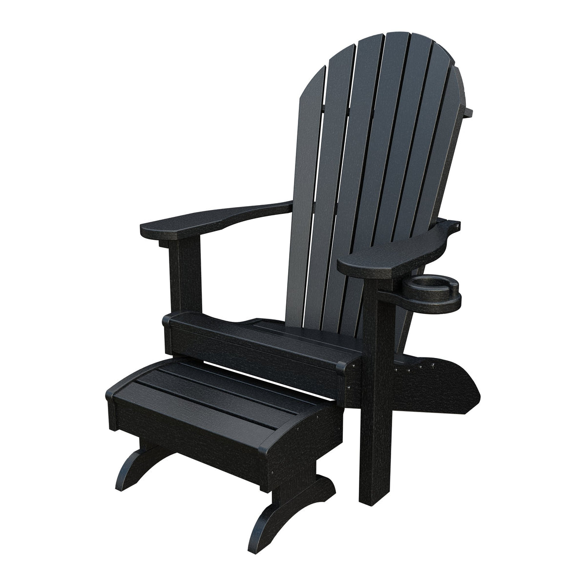 Amish Adirondack Classic 3-Piece Patio Set: Chair, Cupholder & Footstool in Black