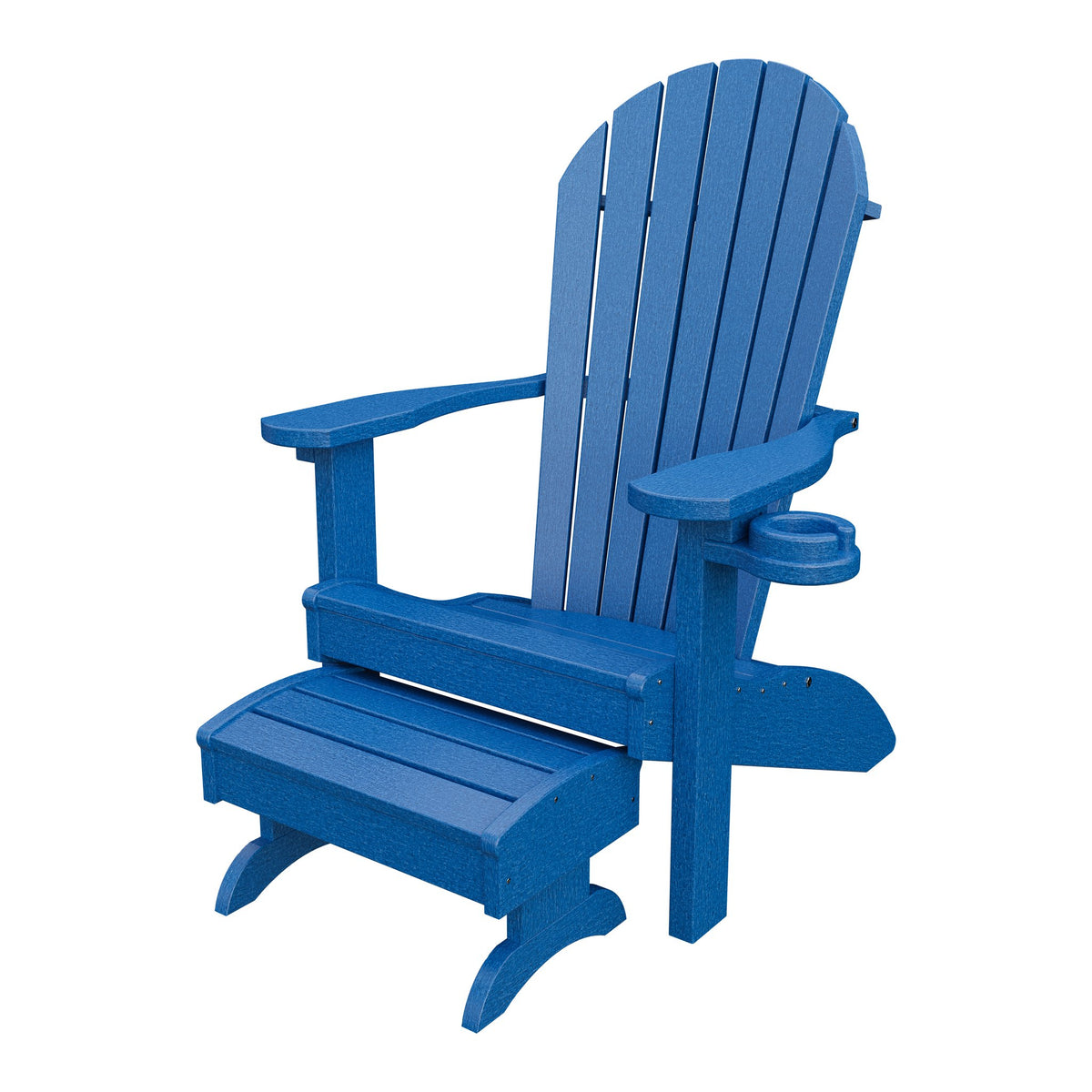 Amish Adirondack Classic 3-Piece Patio Set: Chair, Cupholder & Footstool in Blue