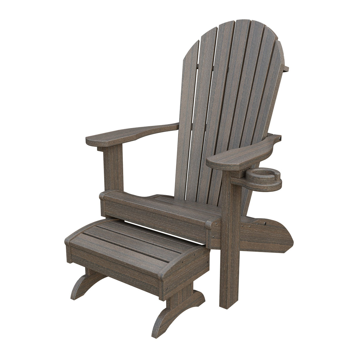 Amish Adirondack Classic 3-Piece Patio Set: Chair, Cupholder & Footstool in Brazilian Walnut