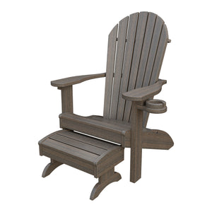 Amish Adirondack Classic 3-Piece Patio Set: Chair, Cupholder & Footstool in Brazilian Walnut