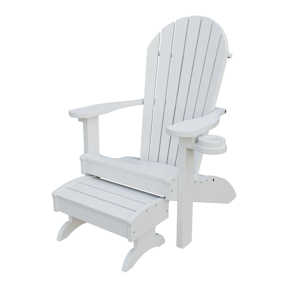 Amish Adirondack Classic 3-Piece Patio Set: Chair, Cupholder & Footstool in Bright White