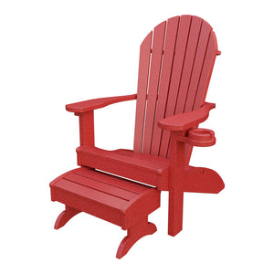 Amish Adirondack Classic 3-Piece Patio Set: Chair, Cupholder & Footstool in Cardinal Red