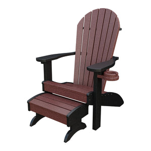 Amish Adirondack Classic 3-Piece Patio Set: Chair, Cupholder & Footstool in Cherrywood & Black