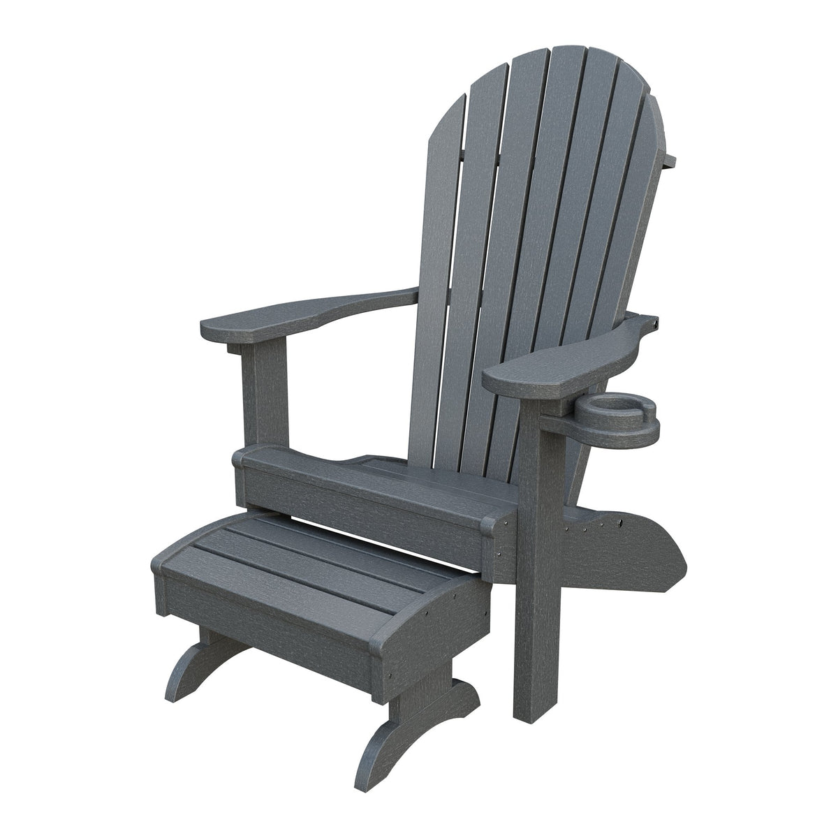 Amish Adirondack Classic 3-Piece Patio Set: Chair, Cupholder & Footstool in Gray