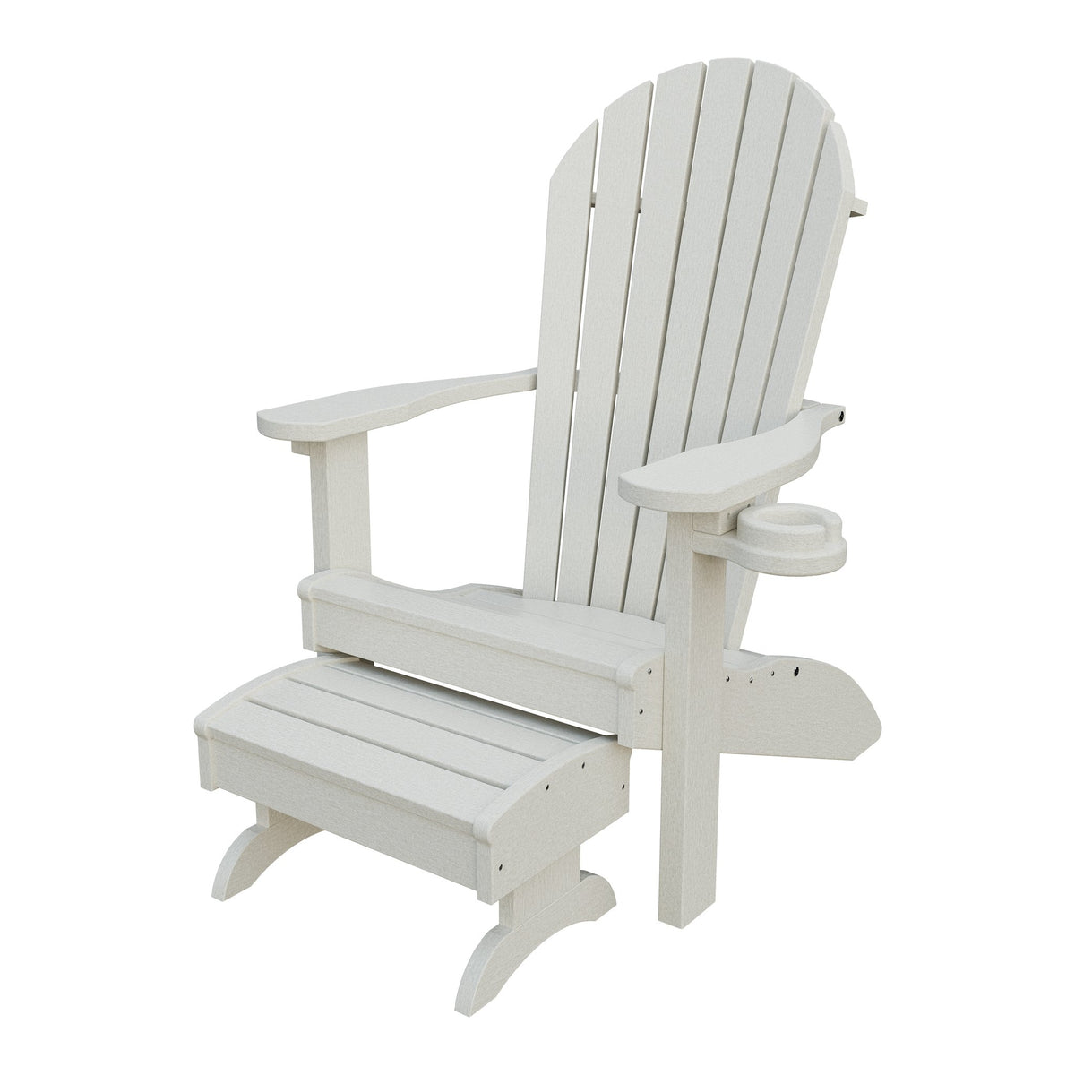 Amish Adirondack Classic 3-Piece Patio Set: Chair, Cupholder & Footstool in Ivory