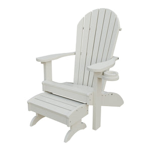 Amish Adirondack Classic 3-Piece Patio Set: Chair, Cupholder & Footstool in Ivory