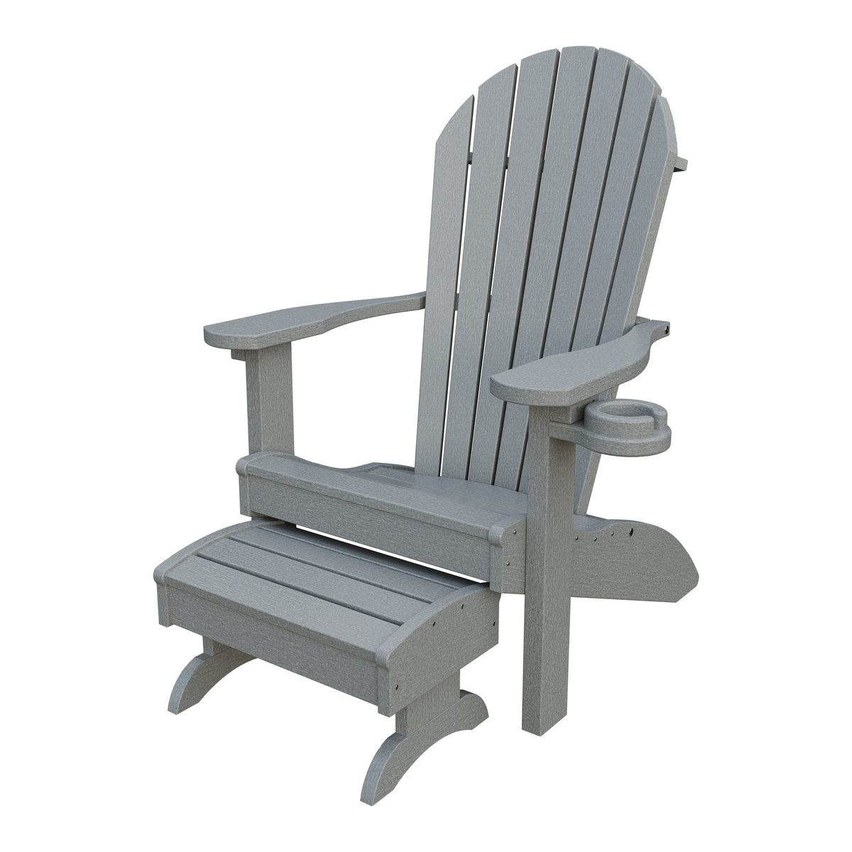 Amish Adirondack Classic 3-Piece Patio Set: Chair, Cupholder & Footstool in Light Gray