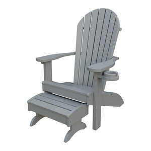 Amish Adirondack Classic 3-Piece Patio Set: Chair, Cupholder & Footstool in Light Gray