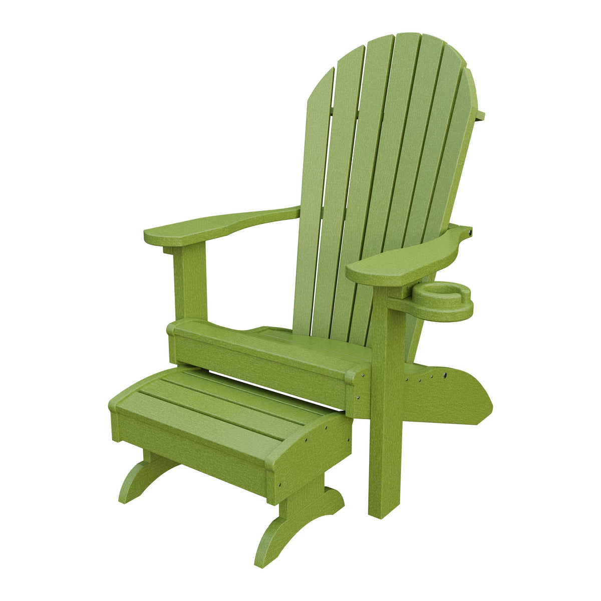 Amish Adirondack Classic 3-Piece Patio Set: Chair, Cupholder & Footstool in Tropical Lime Green