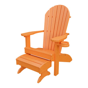 Amish Adirondack Classic 3-Piece Patio Set: Chair, Cupholder & Footstool in Bright Orange