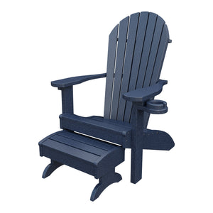 Amish Adirondack Classic 3-Piece Patio Set: Chair, Cupholder & Footstool in Patriot Blue