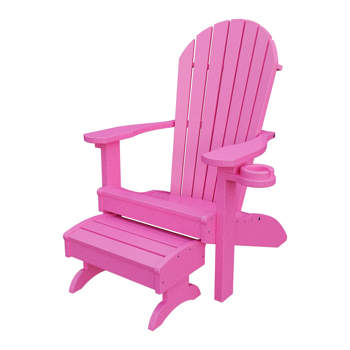 Amish Adirondack Classic 3-Piece Patio Set: Chair, Cupholder & Footstool in Pink