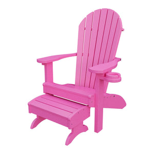 Amish Adirondack Classic 3-Piece Patio Set: Chair, Cupholder & Footstool in Pink