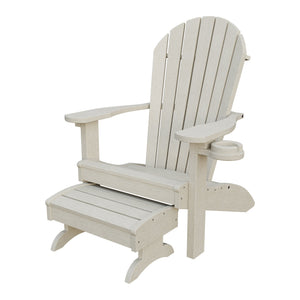 Amish Adirondack Classic 3-Piece Patio Set: Chair, Cupholder & Footstool in Seashell