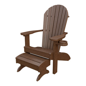 Amish Adirondack Classic 3-Piece Patio Set: Chair, Cupholder & Footstool in Tudor Brown