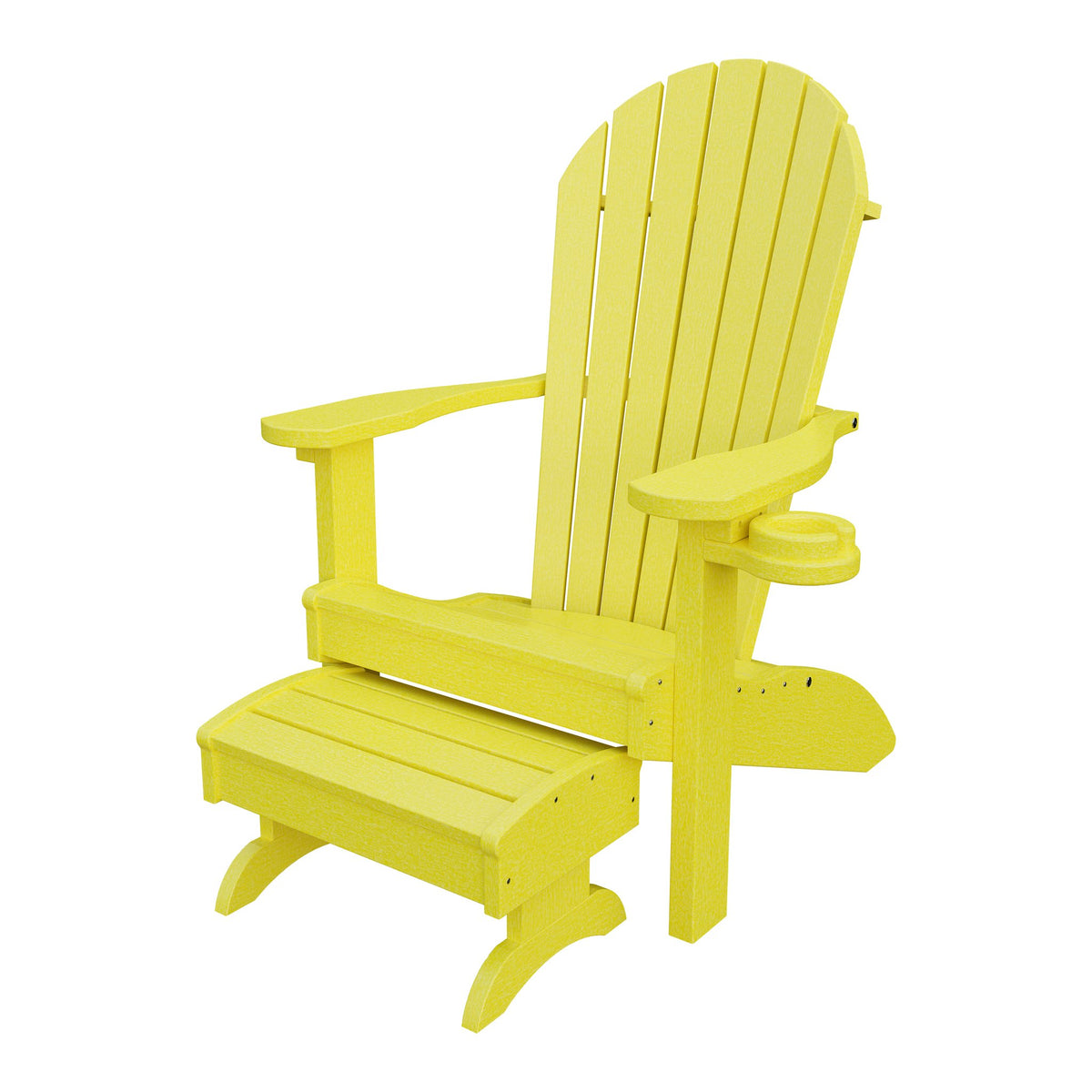 Amish Adirondack Classic 3-Piece Patio Set: Chair, Cupholder & Footstool in Lemon Yellow