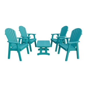Amish Adirondack 5pc Patio Conversation Set: 4 Dining Chairs & Coffee Table in Aruba Blue