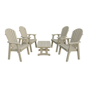 Amish Adirondack 5pc Patio Conversation Set: 4 Dining Chairs & Coffee Table in Birchwood