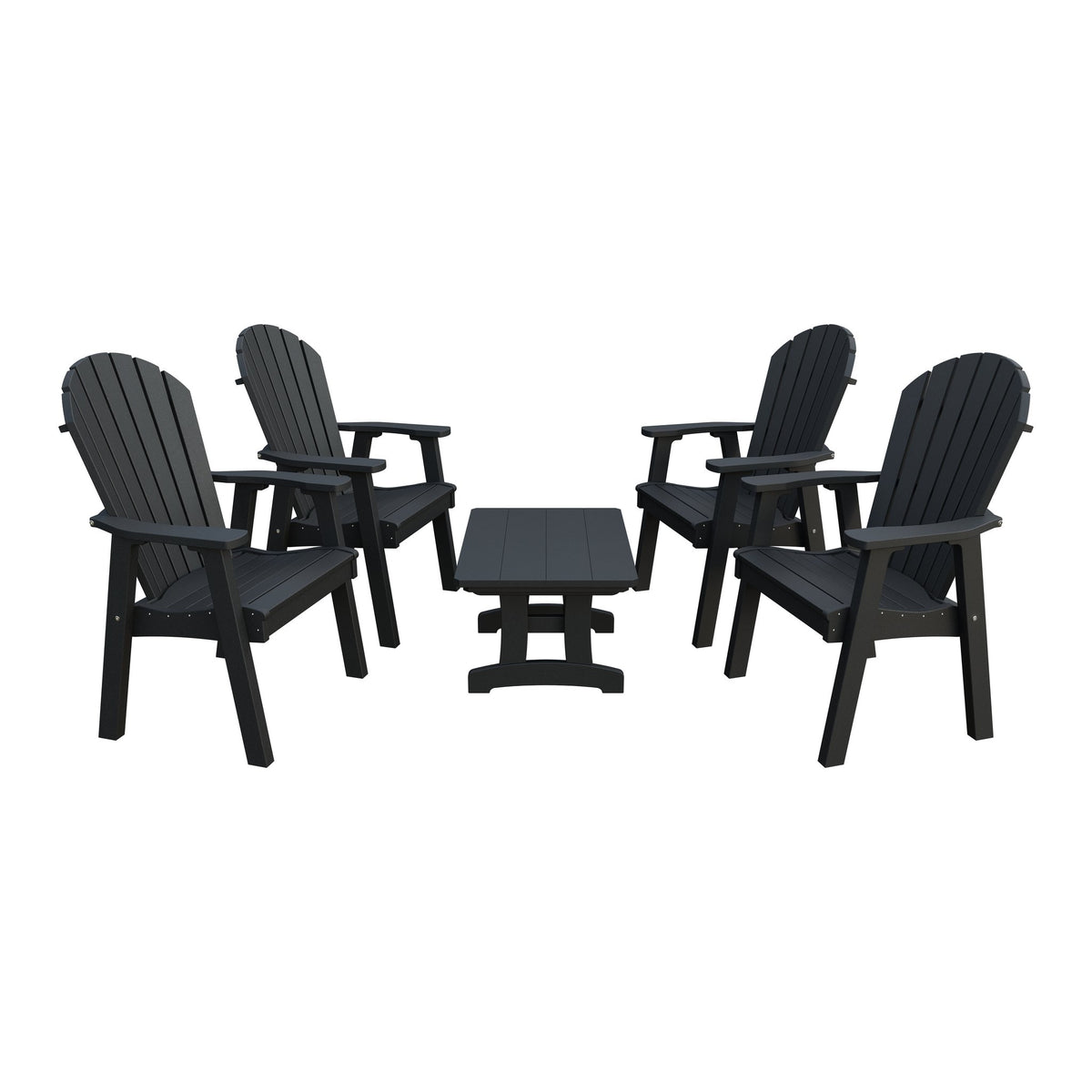 Amish Adirondack 5pc Patio Conversation Set: 4 Dining Chairs & Coffee Table in Black