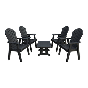 Amish Adirondack 5pc Patio Conversation Set: 4 Dining Chairs & Coffee Table in Black