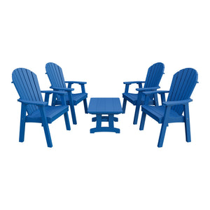 Amish Adirondack 5pc Patio Conversation Set: 4 Dining Chairs & Coffee Table in Blue