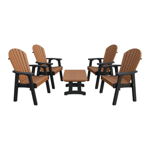 Amish Adirondack 5pc Patio Conversation Set: 4 Dining Chairs & Coffee Table in Cedar & Black