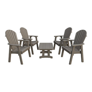 Amish Adirondack 5pc Patio Conversation Set: 4 Dining Chairs & Coffee Table in Coastal Gray