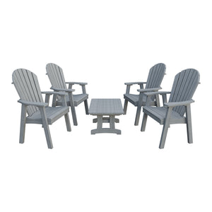 Amish Adirondack 5pc Patio Conversation Set: 4 Dining Chairs & Coffee Table in Driftwood Gray