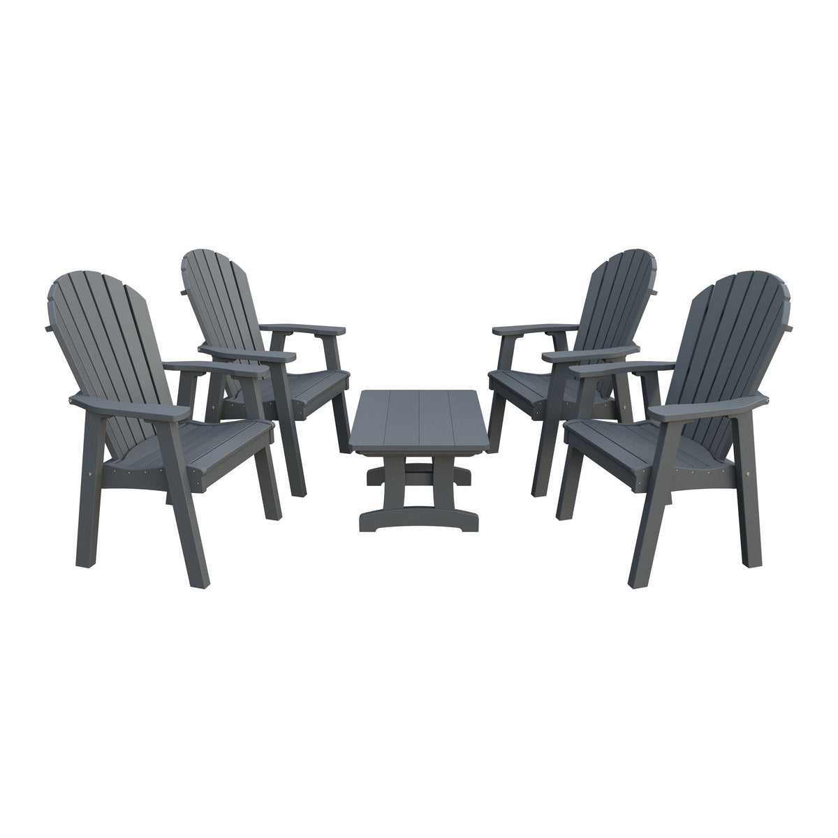 Amish Adirondack 5pc Patio Conversation Set: 4 Dining Chairs & Coffee Table in Gray