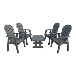 Amish Adirondack 5pc Patio Conversation Set: 4 Dining Chairs & Coffee Table in Gray