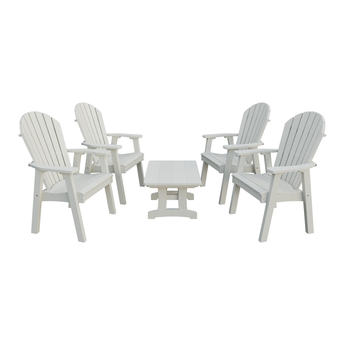 Amish Adirondack 5pc Patio Conversation Set: 4 Dining Chairs & Coffee Table in Ivory