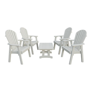 Amish Adirondack 5pc Patio Conversation Set: 4 Dining Chairs & Coffee Table in Ivory