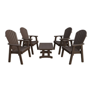 Amish Adirondack 5pc Patio Conversation Set: 4 Dining Chairs & Coffee Table in Milwaukee Brown