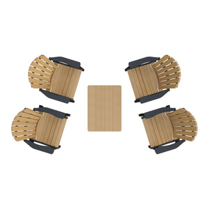 Amish Adirondack 5pc Patio Conversation Set: 4 Dining Chairs & Coffee Table