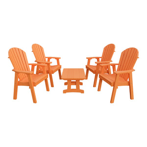 Amish Adirondack 5pc Patio Conversation Set: 4 Dining Chairs & Coffee Table in Bright Orange
