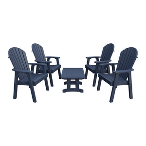 Amish Adirondack 5pc Patio Conversation Set: 4 Dining Chairs & Coffee Table in Patriot Blue