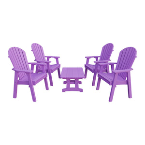 Amish Adirondack 5pc Patio Conversation Set: 4 Dining Chairs & Coffee Table in Bright Purple