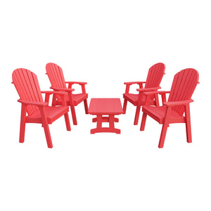 Amish Adirondack 5pc Patio Conversation Set: 4 Dining Chairs & Coffee Table in Red