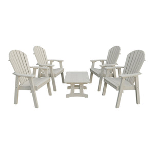 Amish Adirondack 5pc Patio Conversation Set: 4 Dining Chairs & Coffee Table in Seashell