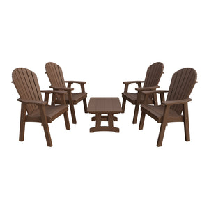 Amish Adirondack 5pc Patio Conversation Set: 4 Dining Chairs & Coffee Table in Tudor Brown