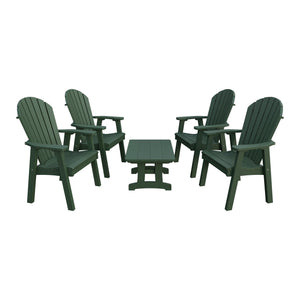 Amish Adirondack 5pc Patio Conversation Set: 4 Dining Chairs & Coffee Table in Turf Green