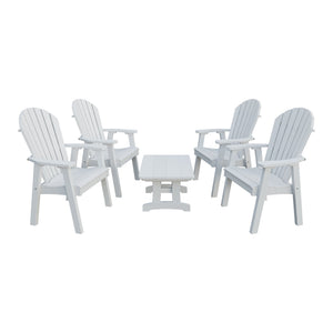 Amish Adirondack 5pc Patio Conversation Set: 4 Dining Chairs & Coffee Table in Bright White