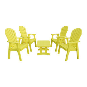 Amish Adirondack 5pc Patio Conversation Set: 4 Dining Chairs & Coffee Table in Lemon Yellow