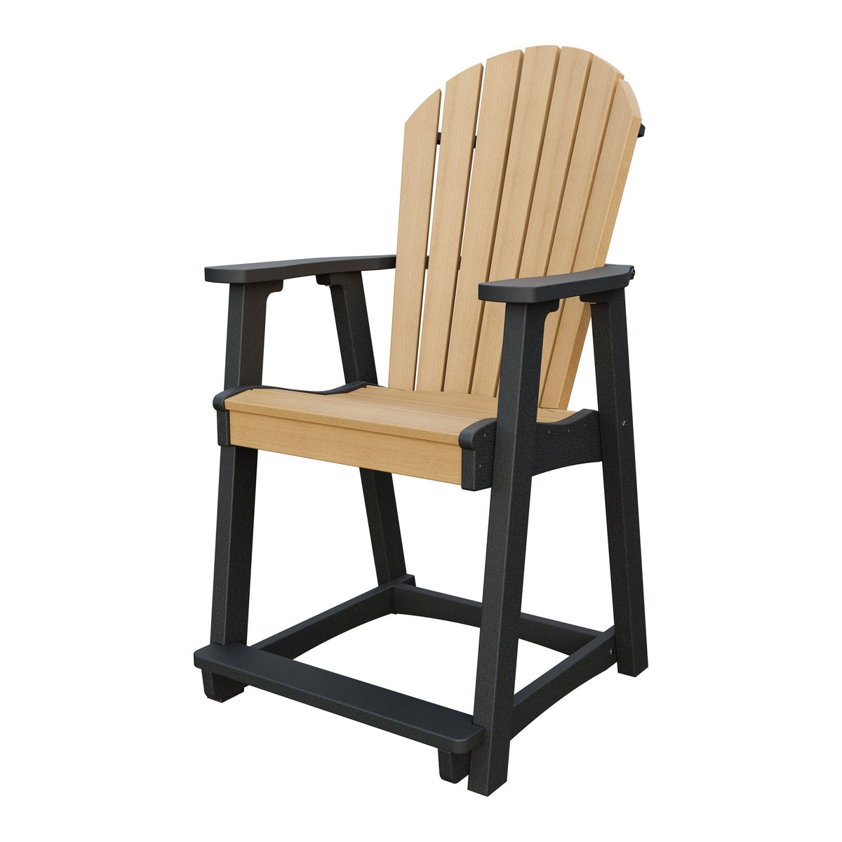 Amish Adirondack Poly Counter Chair in Natural Teak & Black