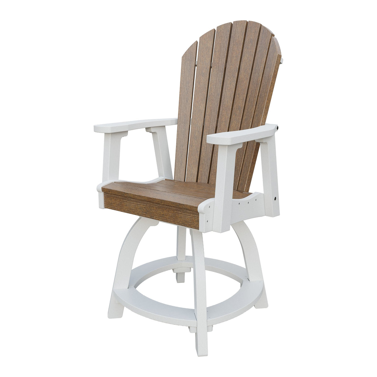 Amish Adirondack Swivel Counter Height Chair in Antique Mahogany & White