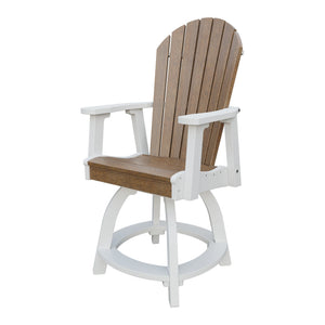 Amish Adirondack Swivel Counter Height Chair in Antique Mahogany & White