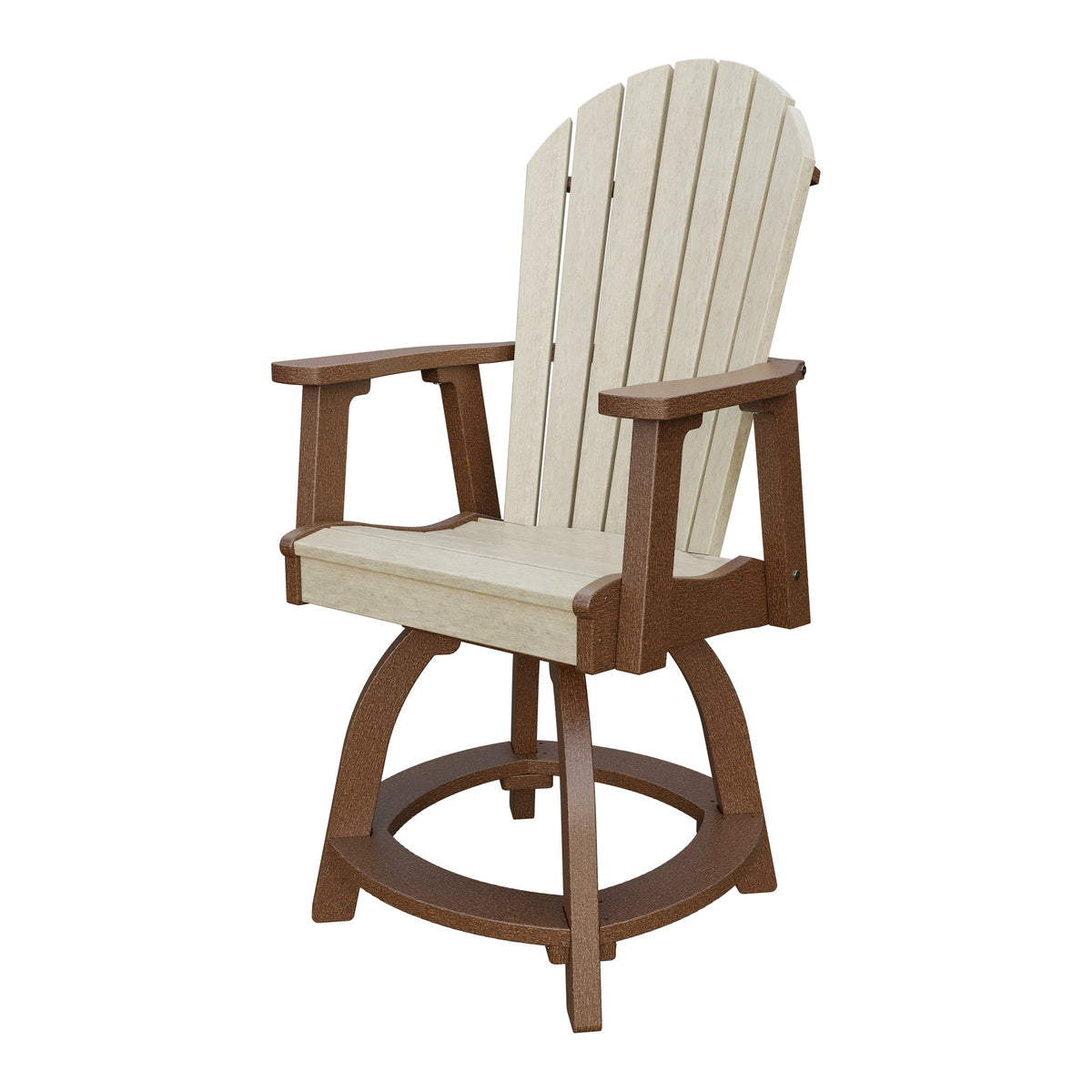 Amish Adirondack Swivel Counter Height Chair in Birchwood & Tudor Brown