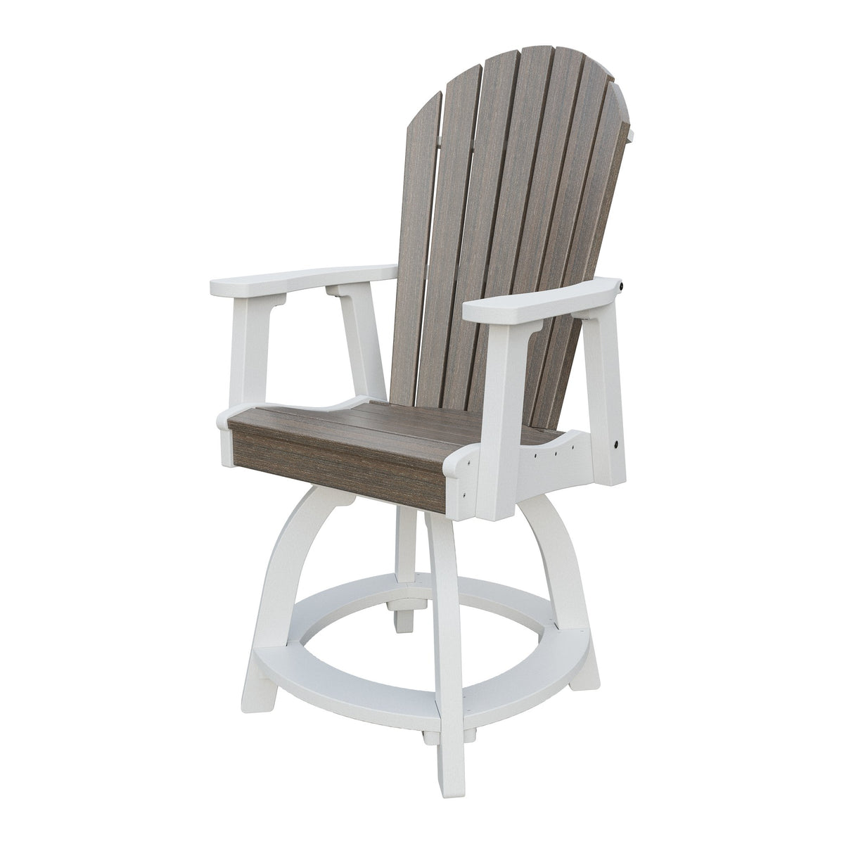 Amish Adirondack Swivel Counter-Height Rocker in Brazilian Walnut & White