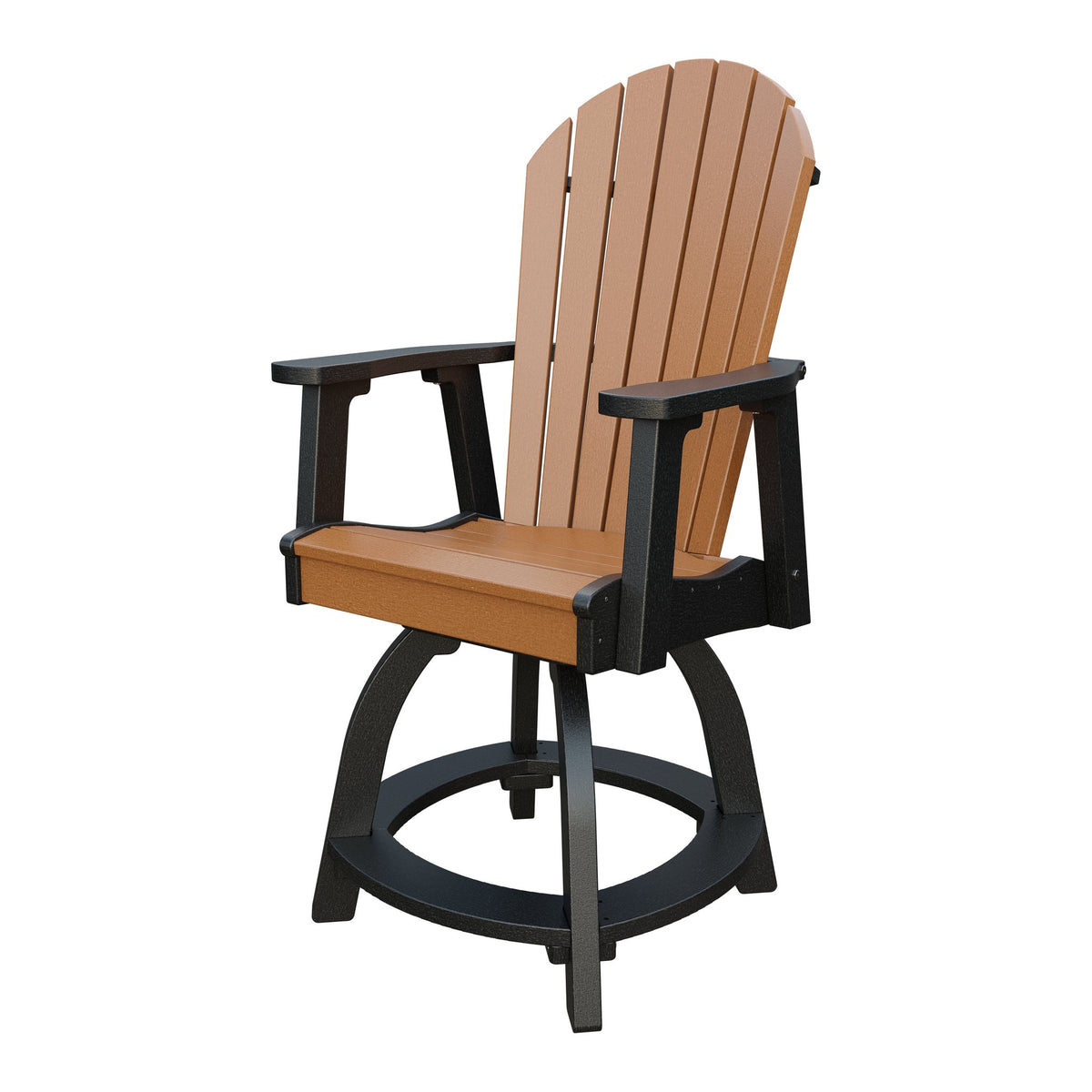 Amish Adirondack Swivel Counter Height Chair in Cedar & Black